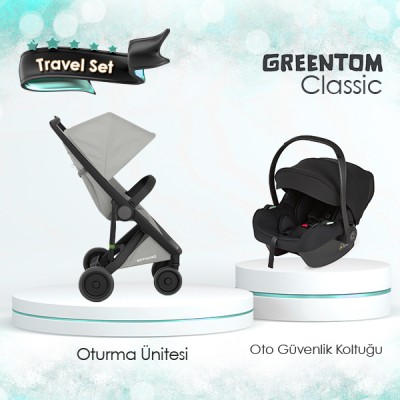 Greentom® - Greentom Classic Travel Sistem Bebek Arabası Seti - Gri