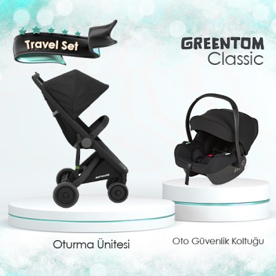 Greentom® - Greentom Classic Travel Sistem Bebek Arabası Seti - Siyah