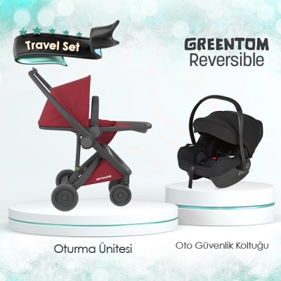 Greentom® - Greentom Reversible Travel Sistem Bebek Arabası Seti - Çilek