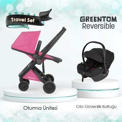 Greentom® - Greentom Reversible Travel Sistem Bebek Arabası Seti - Pembe