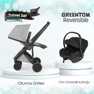 Greentom® - Greentom Reversible Travel Sistem Bebek Arabası Seti - Gri