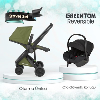 Greentom® - Greentom Reversible Travel Sistem Bebek Arabası Seti - Haki