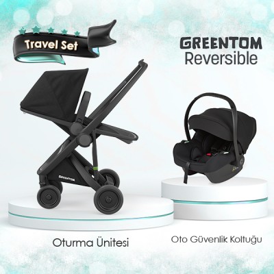 Greentom® - Greentom Reversible Travel Sistem Bebek Arabası Seti - Siyah